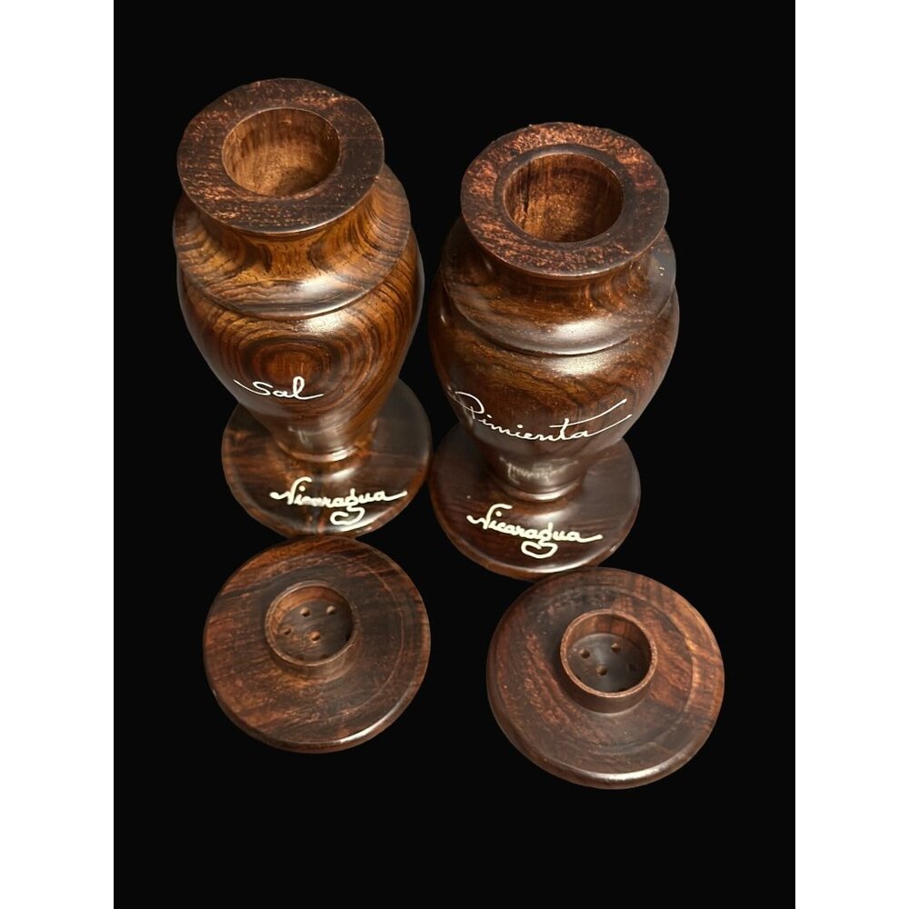 Handcrafted Nicaraguan‎ Wood Salt & Pepper Shakers Set